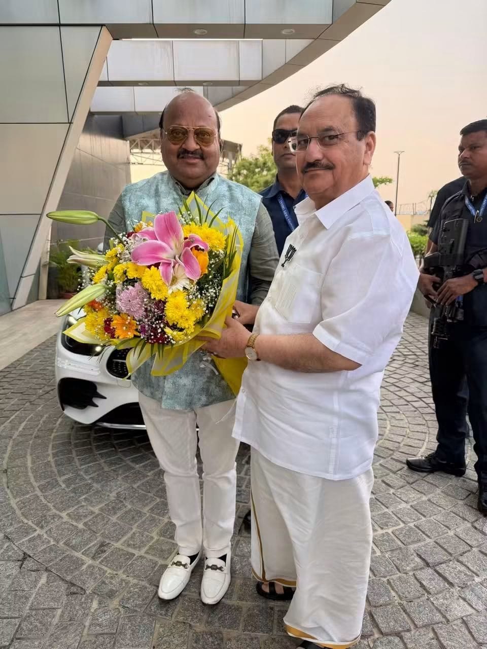 Pyarelal Gundecha with honorable official — Tamil film industry recognition ceremony
