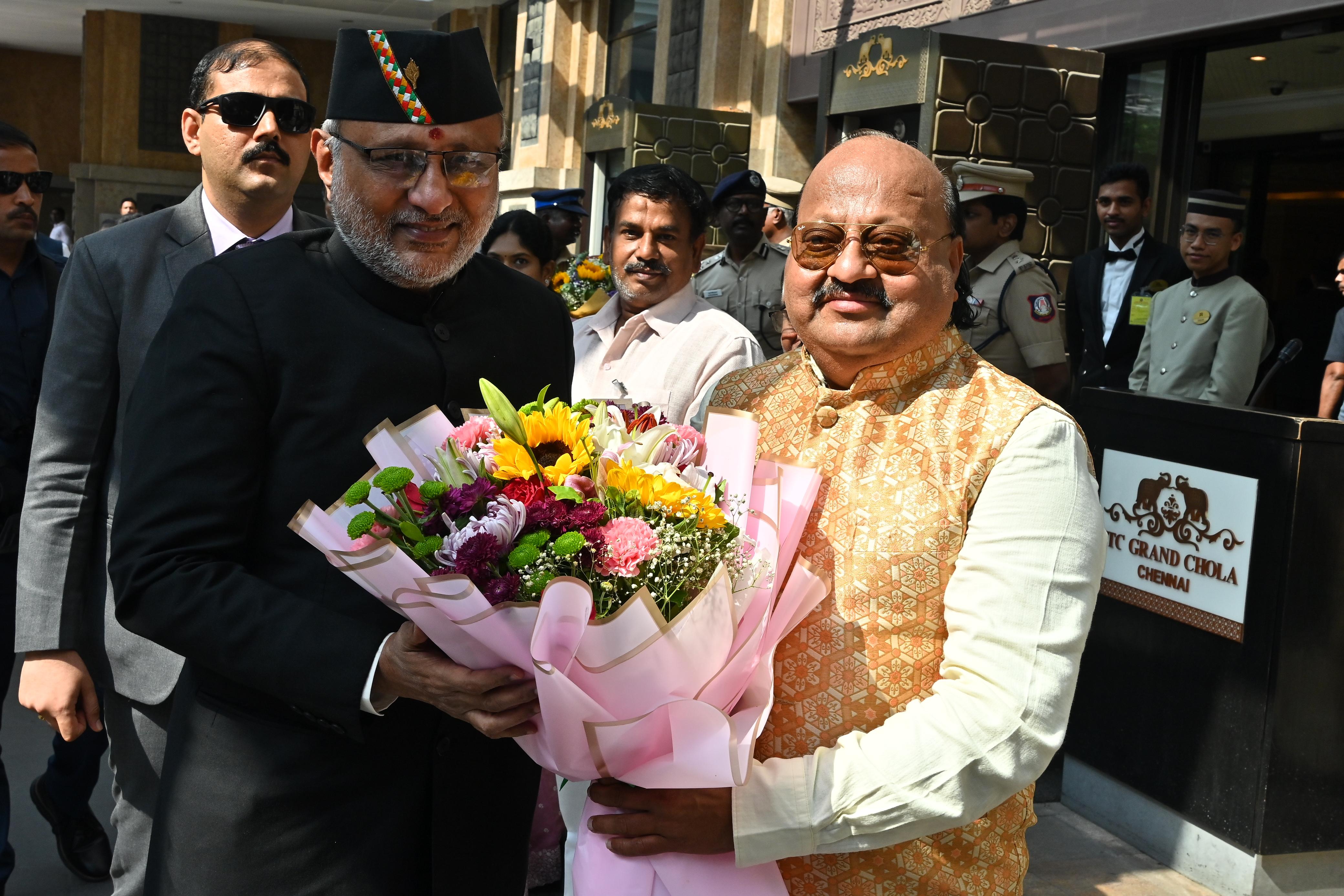 Pyarelal Gundecha honouring Shri C. P. Radhakrishnan