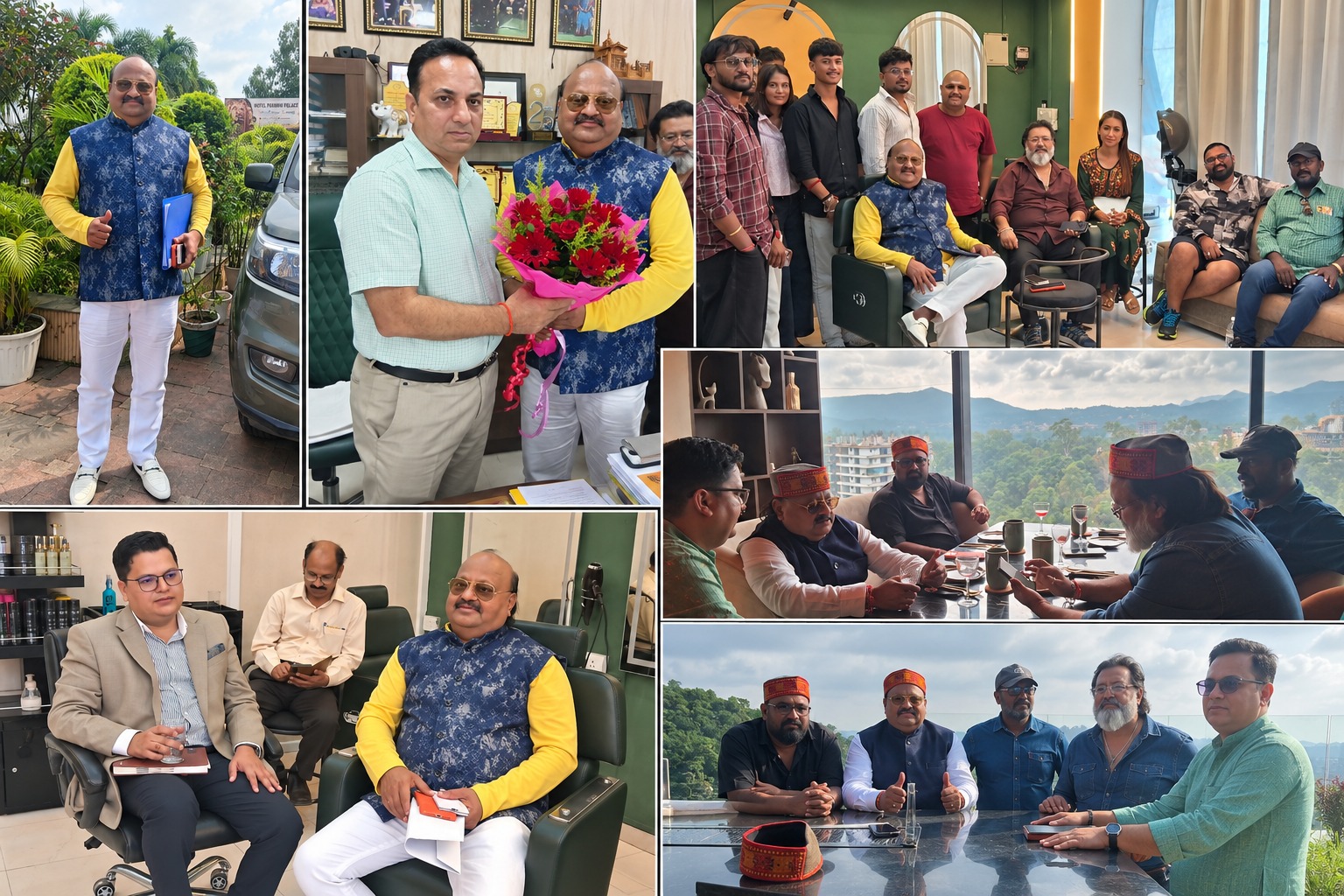 Uttarakhand schedule team — Producer Pyarelal Gundecha, Director S. D. Ashok, Cinematographer GARUDAVEGA Anji, Permission Controller Ashok Chauhan, and Production Manager Sudeeshraj